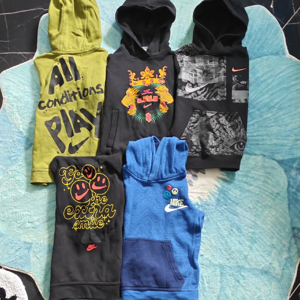 Nike Black and Blue Graphic Hoodies Athletic Style